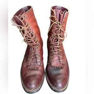 Classic Brown Leather Lace-Up Boots